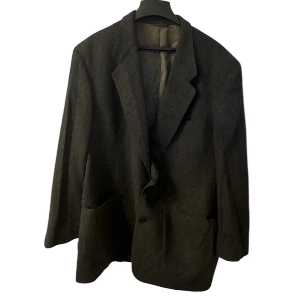 Hart Schaffner Marx Camel Hair Blazer Sport Coat Mens 46 Grey 2 Button Vented